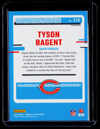 2023 Panini Donruss Optic Green Velocity Rated Rookie Tyson Bagent #216 Chicago Bears - back