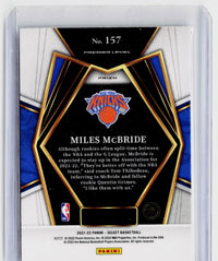 2021-22 Panini Select Miles McBride Blue Prizm Premier Level Rookie #157 - back