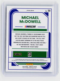 2026 Panini Donruss Racing Optic Michael McDowell #59 - back