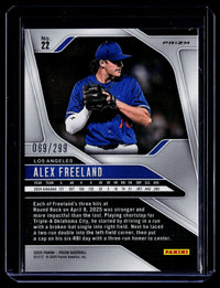 2025 Panini Prizm Baseball Alex Freeland Red Prizms #22 /299 - back