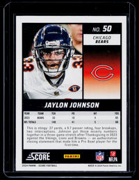 2024 Panini Score Football Jaylon Johnson Pink #50 262/299 Chicago Bears - back