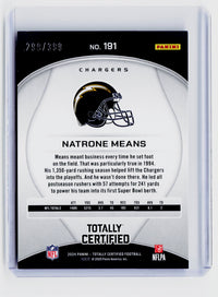 2024 Panini Totally Certified Football Natrone Means #191 Mirror Blue 299/399 - back